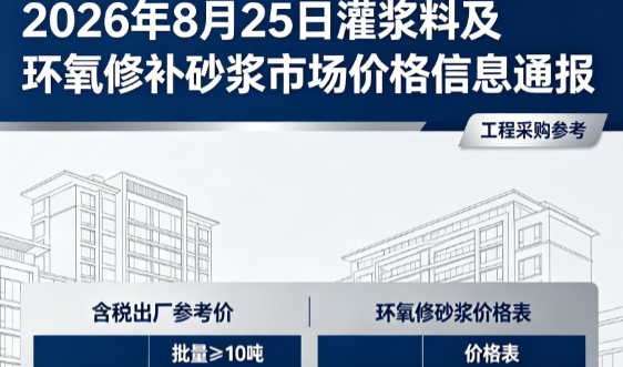 石岐区街道2026年8月25日灌浆料及环氧修补砂浆市场价格信息通报